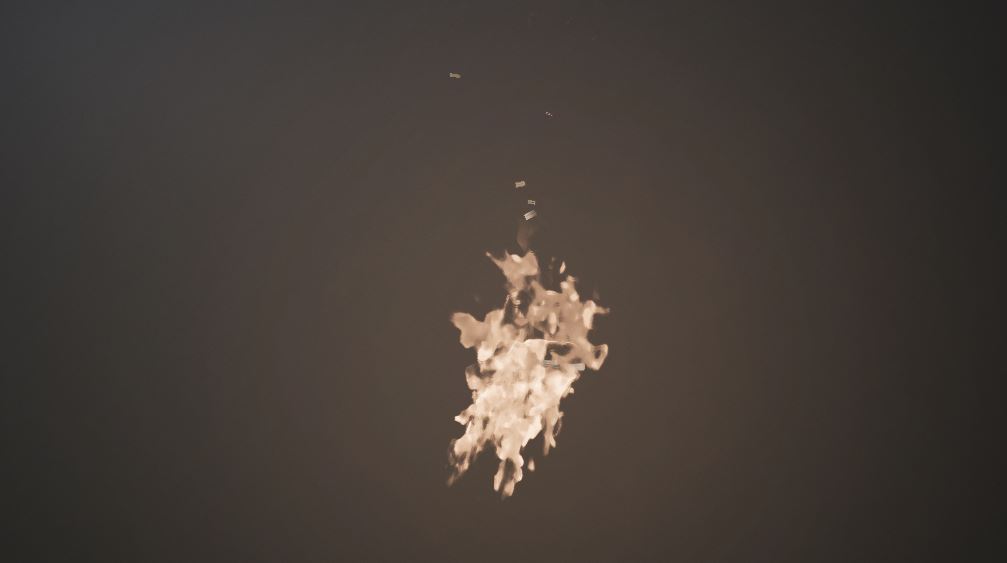 Example of rendered fire effect using a particles-system-based approach.
