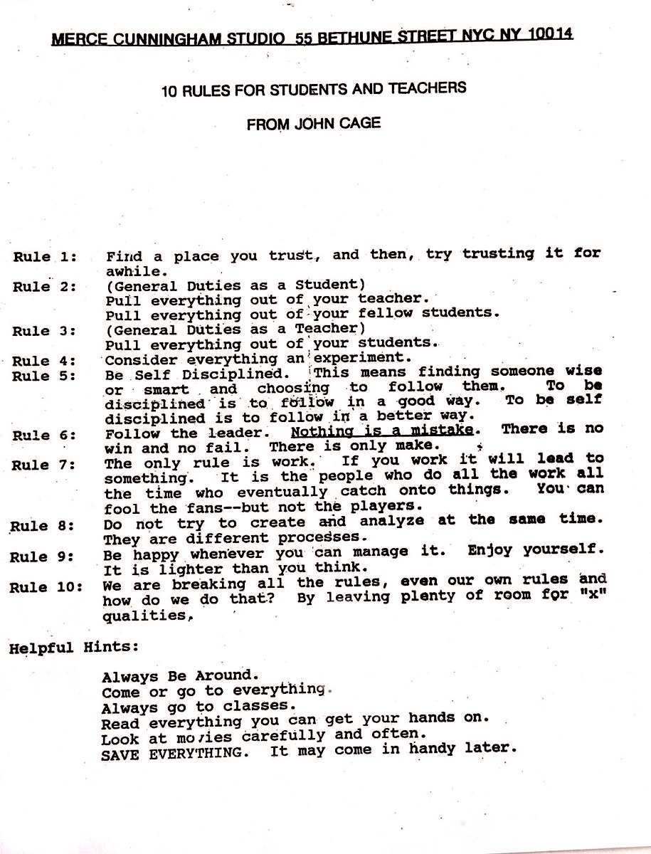 John Cage's Rules