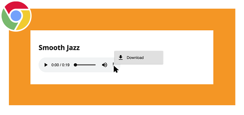 audio file with download button selected in Chrome