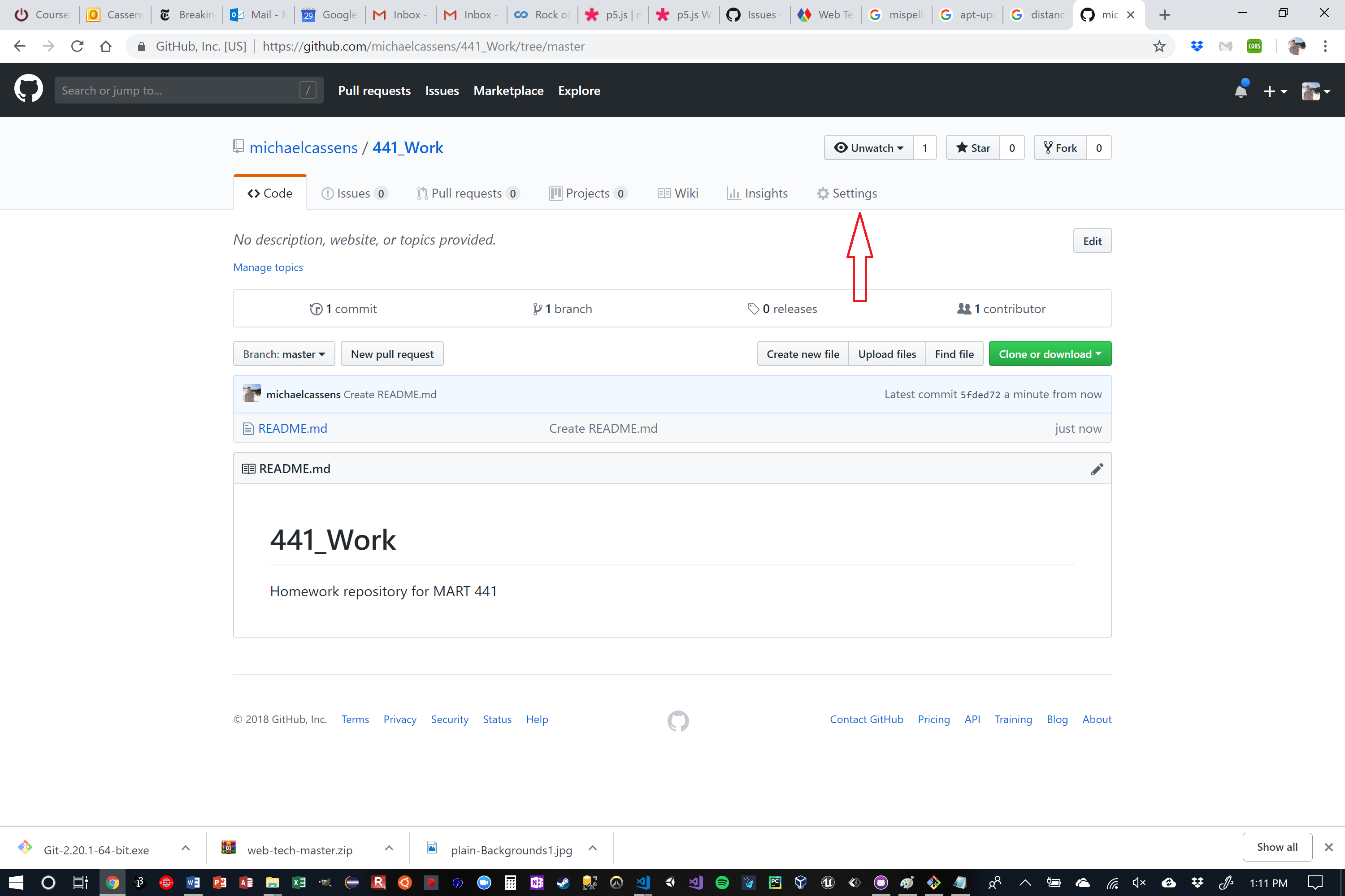 Repo Settings Button
