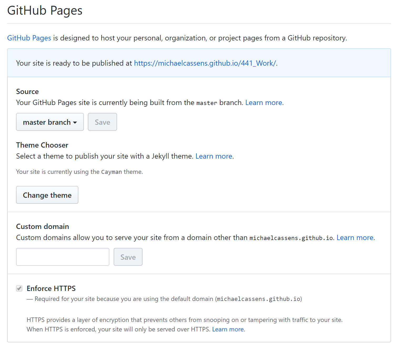 GitHub Pages Section
