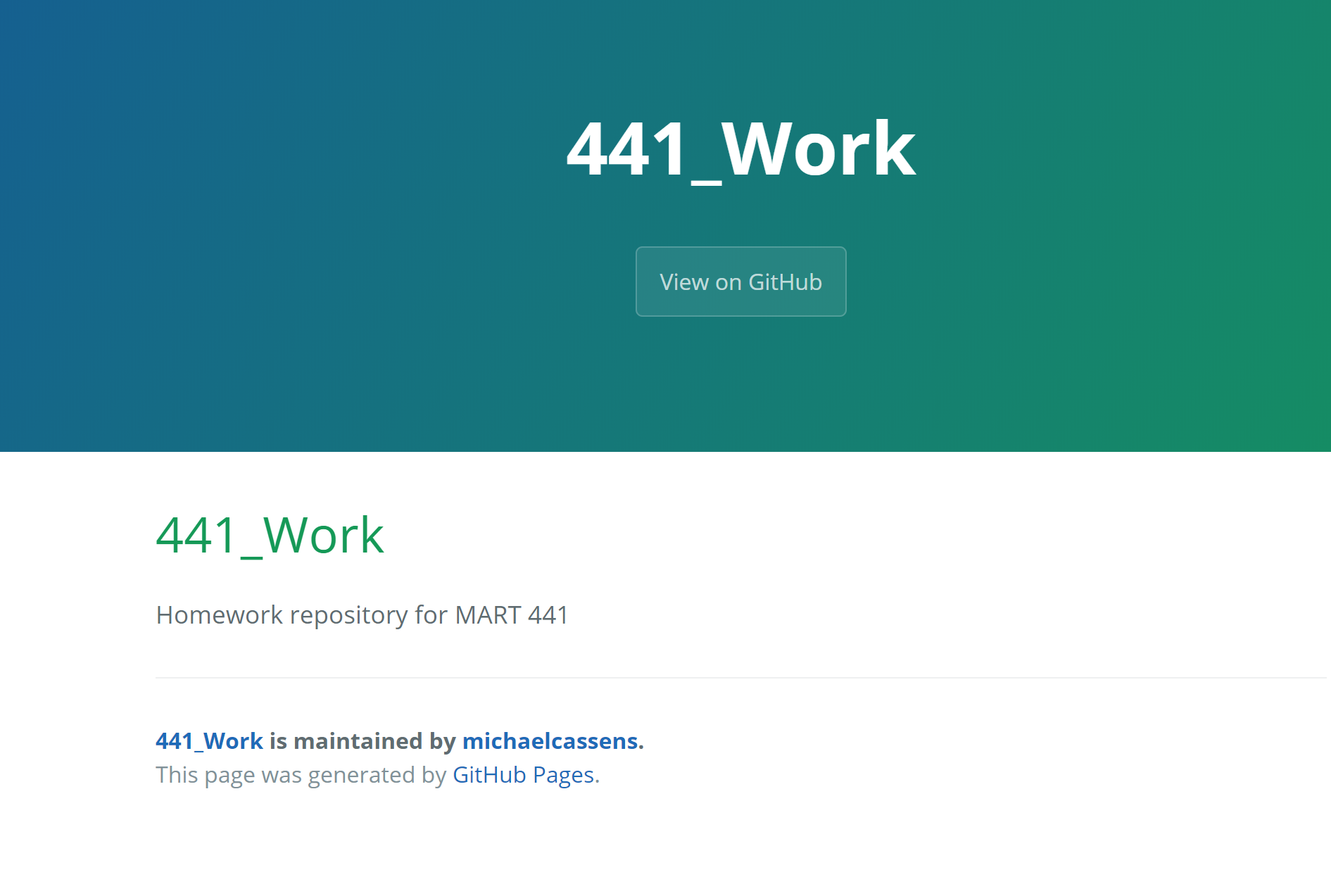 Example of README as homepage