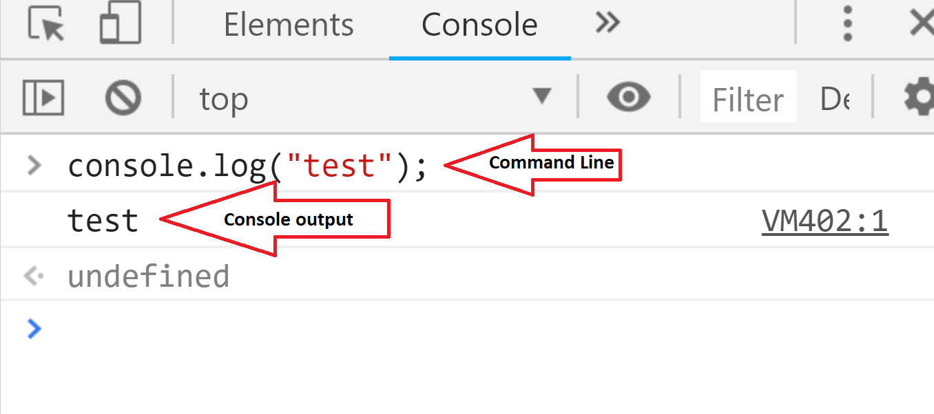 Example of the Firefox web console and command line
