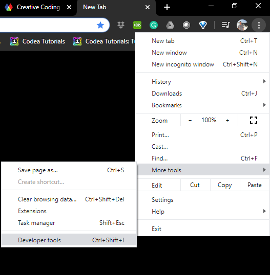 Showing the location of 'web console' in the menus