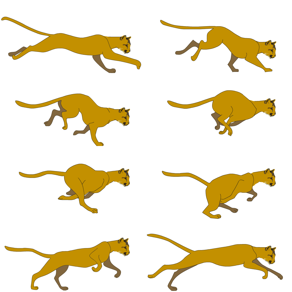 Sprite sheet of a large cat running