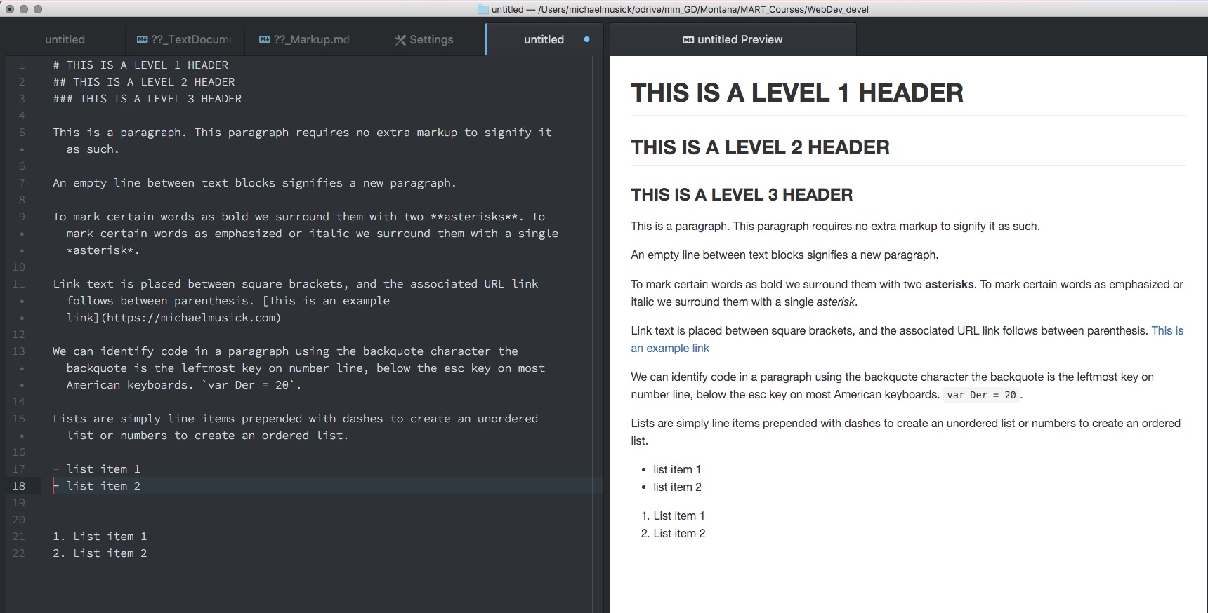 markdown example in atom