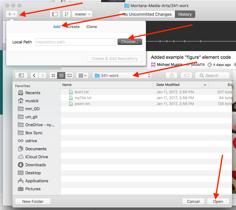 Adding a local repo on macOS