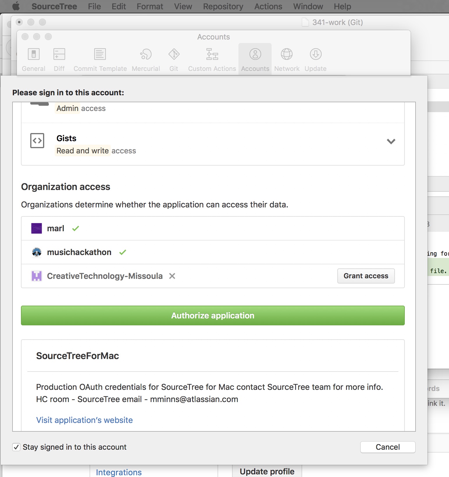 GitHub Authorization in SourceTree.app