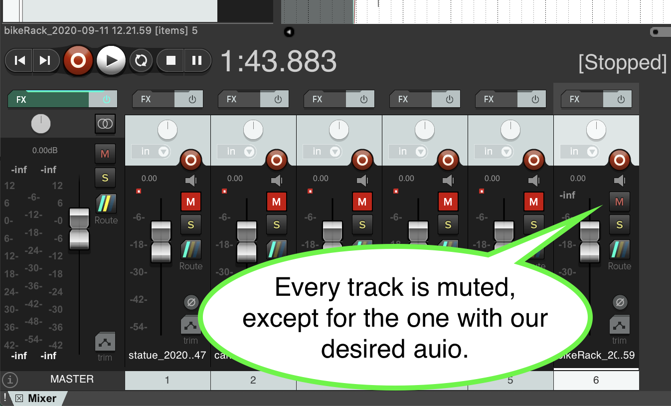 Example of muting other tracks.