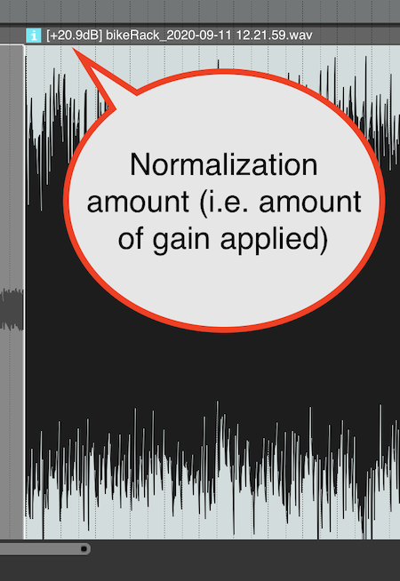 Example of normalized audio, along with normalization amount.