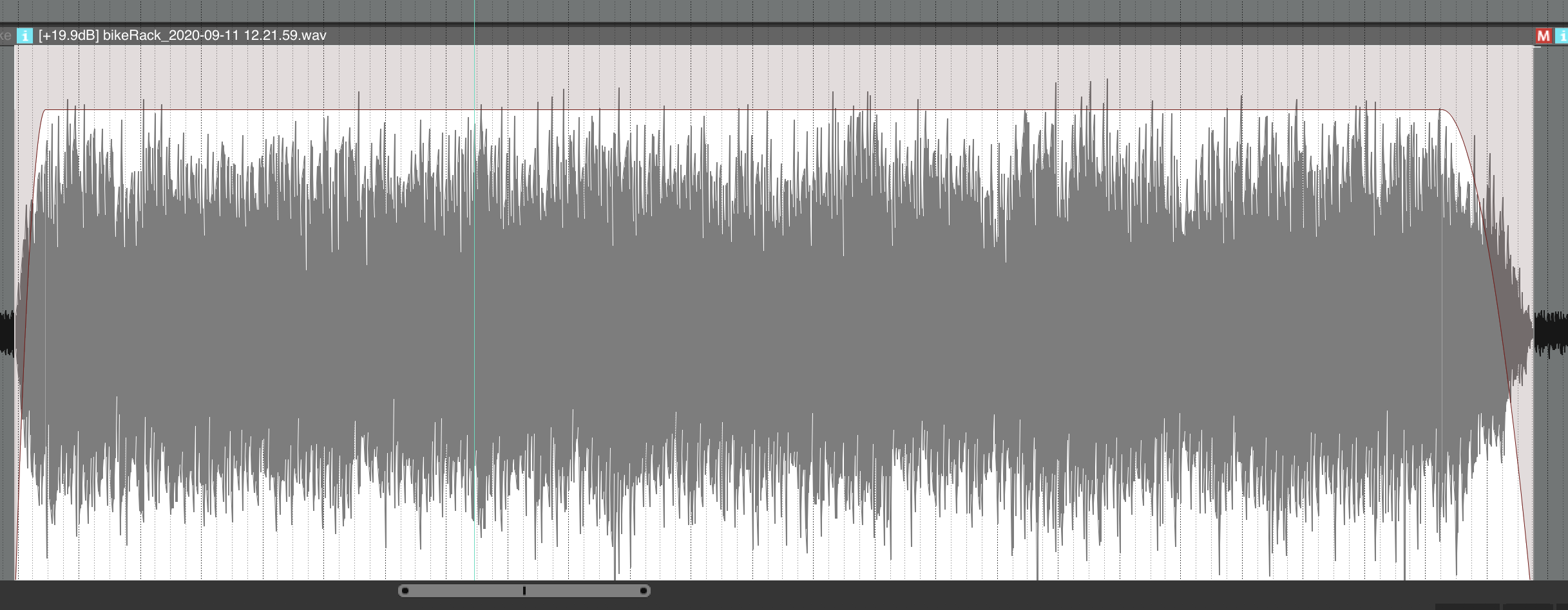 Example of resulting audio item, with normalization to -1dBFS and fade applied.