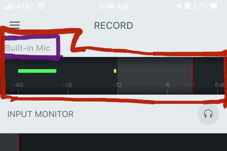Signal meter in the ShurePlus app.