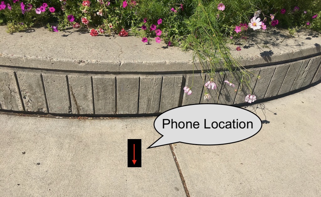 Example of where I placed my phone. The arrow is the direction the microphone was pointing.