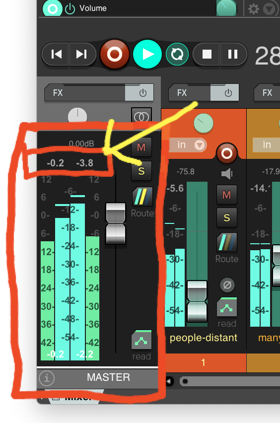 Master peak level indicator.