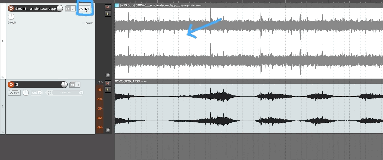 Example of how to show gain automation lane.