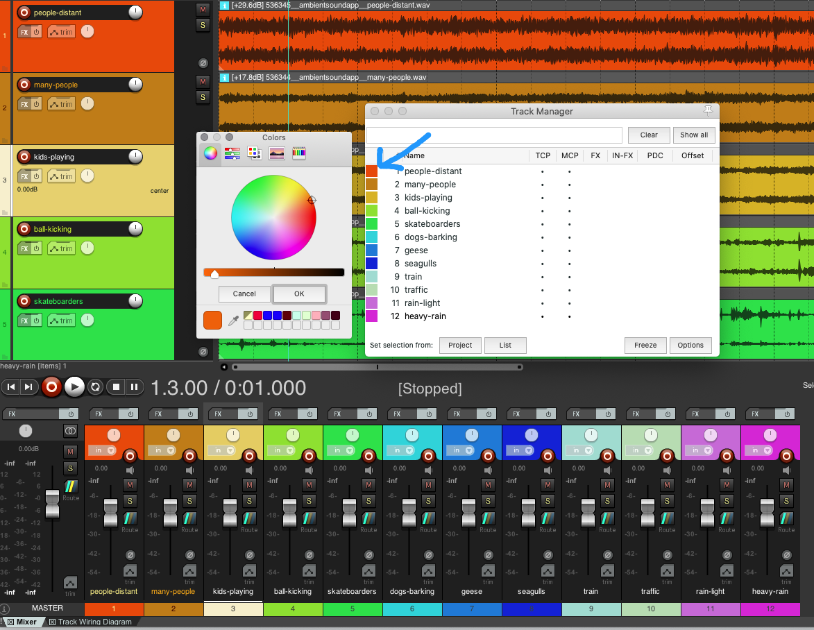 Example of how to color tracks.