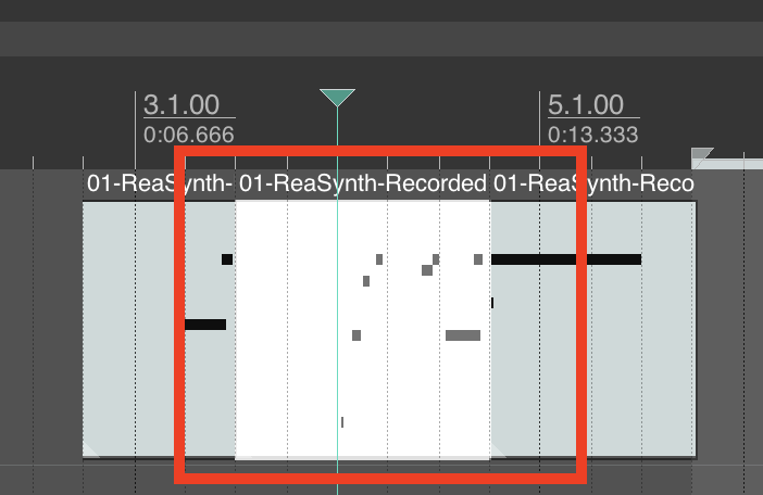 Example of recording using tape mode.