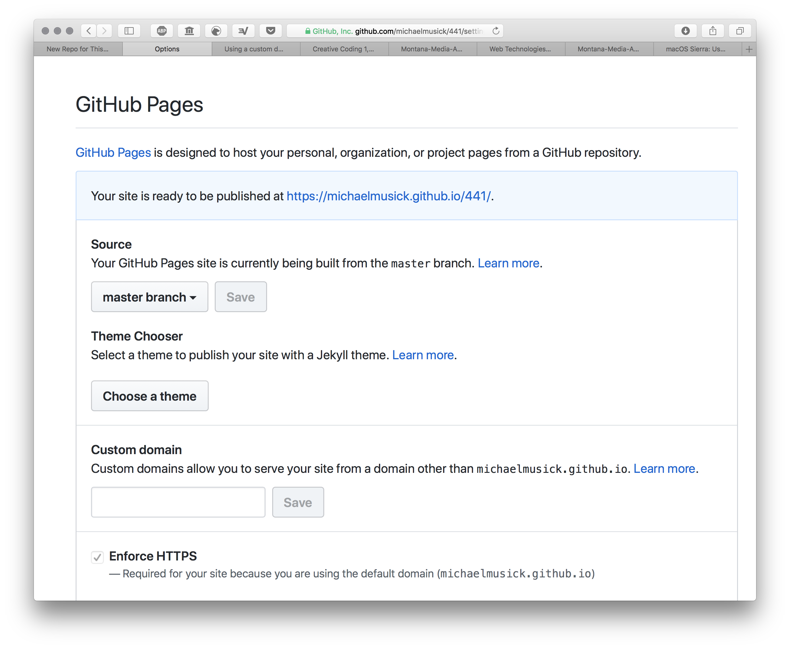 GitHub Pages Section