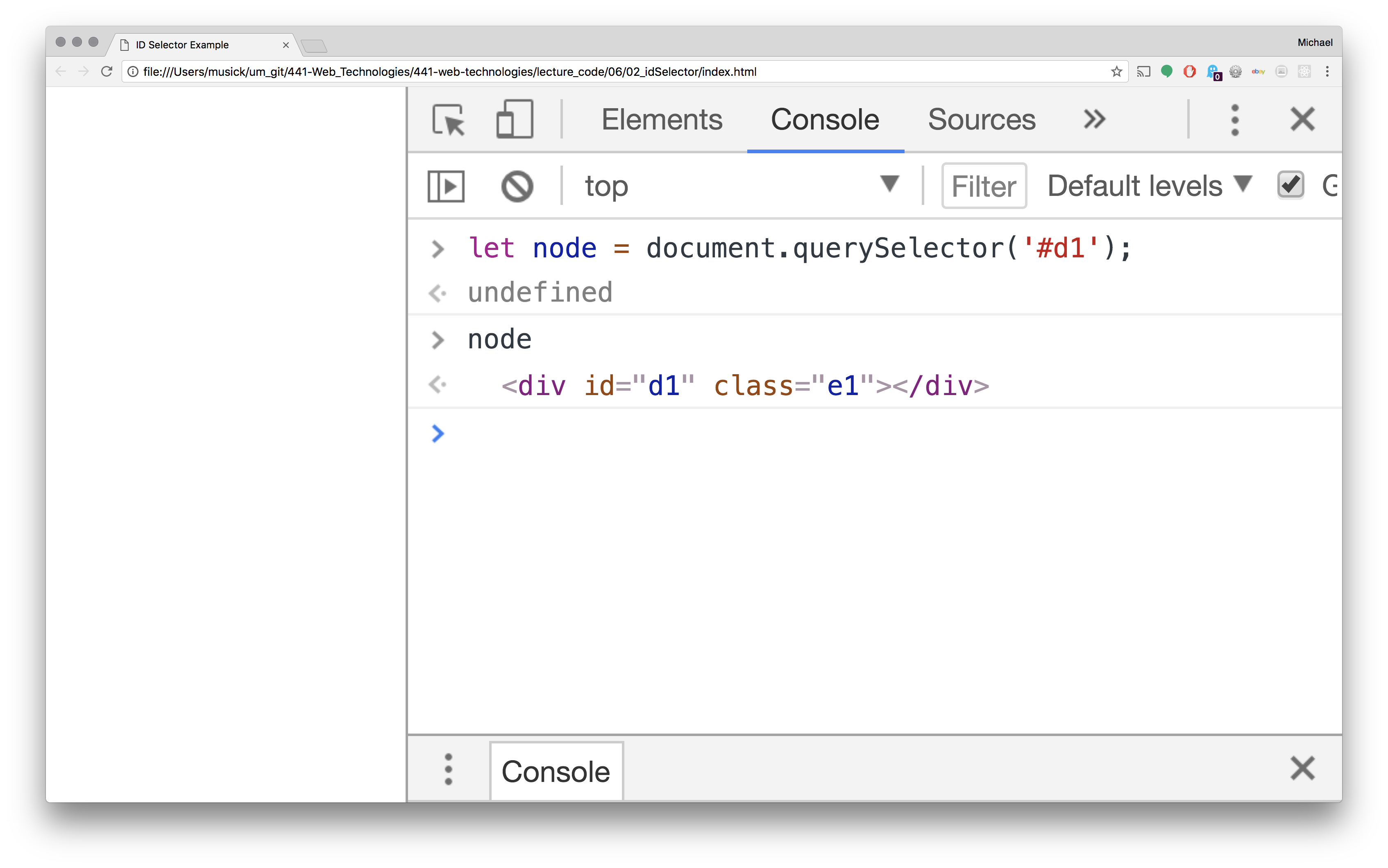 Example of selecting an element by iframe code