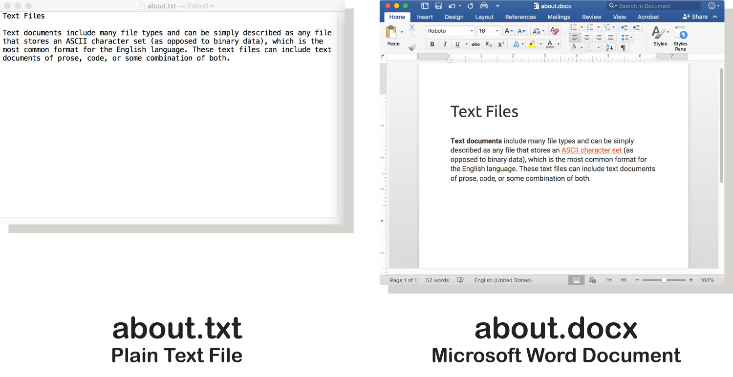 A .docx file loaded into a simple text editor